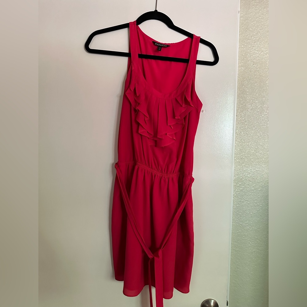 Express Women’s Vibrant Pink Ruffle Mini Dress